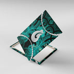 Maori Matariki Hei Matau Turquoise Canvas Wall Art Maori Kowhaiwhai Pattern Galaxy