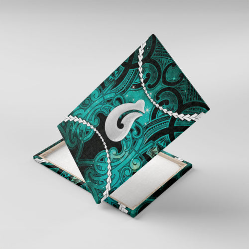 Maori Matariki Hei Matau Turquoise Canvas Wall Art Maori Kowhaiwhai Pattern Galaxy