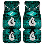 Personalised Maori Matariki Hei Matau Turquoise Car Mats Maori Kowhaiwhai Pattern Galaxy