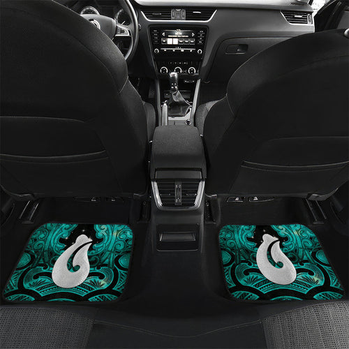 Personalised Maori Matariki Hei Matau Turquoise Car Mats Maori Kowhaiwhai Pattern Galaxy