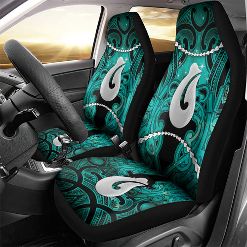 Maori Matariki Hei Matau Turquoise Car Seat Cover Maori Kowhaiwhai Pattern Galaxy