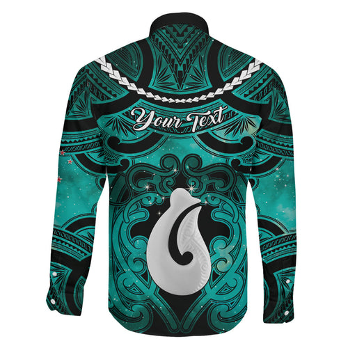 Personalised Maori Matariki Hei Matau Turquoise Family Matching Summer Maxi Dress and Hawaiian Shirt Maori Kowhaiwhai Pattern Galaxy