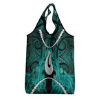 Maori Matariki Hei Matau Turquoise Grocery Bag Maori Kowhaiwhai Pattern Galaxy