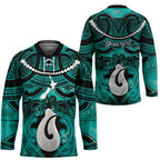 Personalised Maori Matariki Hei Matau Turquoise Hockey Jersey Maori Kowhaiwhai Pattern Galaxy