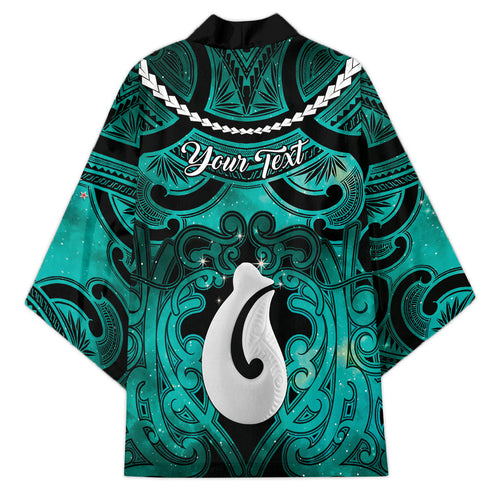 Personalised Maori Matariki Hei Matau Turquoise Kimono Maori Kowhaiwhai Pattern Galaxy