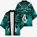 Personalised Maori Matariki Hei Matau Turquoise Kimono Maori Kowhaiwhai Pattern Galaxy