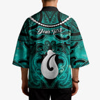 Personalised Maori Matariki Hei Matau Turquoise Kimono Maori Kowhaiwhai Pattern Galaxy