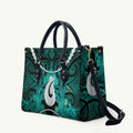 Maori Matariki Hei Matau Turquoise Leather Bag Maori Kowhaiwhai Pattern Galaxy