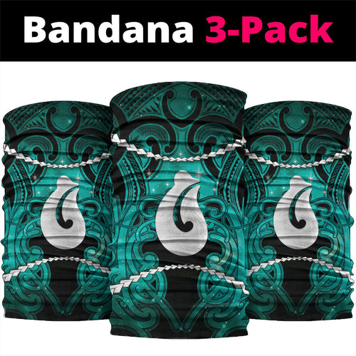 Maori Matariki Hei Matau Turquoise Neck Gaiter Maori Kowhaiwhai Pattern Galaxy