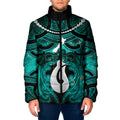 Personalised Maori Matariki Hei Matau Turquoise Padded Jacket Maori Kowhaiwhai Pattern Galaxy
