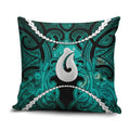 Maori Matariki Hei Matau Turquoise Pillow Cover Maori Kowhaiwhai Pattern Galaxy