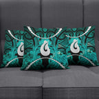 Maori Matariki Hei Matau Turquoise Pillow Cover Maori Kowhaiwhai Pattern Galaxy