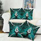 Maori Matariki Hei Matau Turquoise Pillow Cover Maori Kowhaiwhai Pattern Galaxy