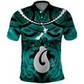 Personalised Maori Matariki Hei Matau Turquoise Polo Shirt Maori Kowhaiwhai Pattern Galaxy