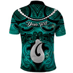 Personalised Maori Matariki Hei Matau Turquoise Polo Shirt Maori Kowhaiwhai Pattern Galaxy