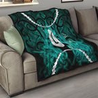 Maori Matariki Hei Matau Turquoise Quilt Maori Kowhaiwhai Pattern Galaxy