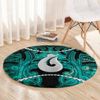 Maori Matariki Hei Matau Turquoise Round Carpet Maori Kowhaiwhai Pattern Galaxy