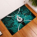 Maori Matariki Hei Matau Turquoise Rubber Doormat Maori Kowhaiwhai Pattern Galaxy