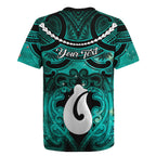 Personalised Maori Matariki Hei Matau Turquoise Rugby Jersey Maori Kowhaiwhai Pattern Galaxy