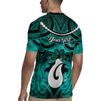 Personalised Maori Matariki Hei Matau Turquoise Rugby Jersey Maori Kowhaiwhai Pattern Galaxy