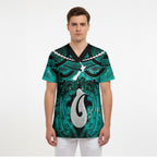 Personalised Maori Matariki Hei Matau Turquoise Scrub Top Maori Kowhaiwhai Pattern Galaxy