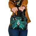Maori Matariki Hei Matau Turquoise Shoulder Handbag Maori Kowhaiwhai Pattern Galaxy