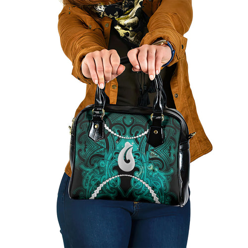 Maori Matariki Hei Matau Turquoise Shoulder Handbag Maori Kowhaiwhai Pattern Galaxy