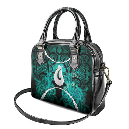 Maori Matariki Hei Matau Turquoise Shoulder Handbag Maori Kowhaiwhai Pattern Galaxy