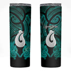 Personalised Maori Matariki Hei Matau Turquoise Skinny Tumbler Maori Kowhaiwhai Pattern Galaxy