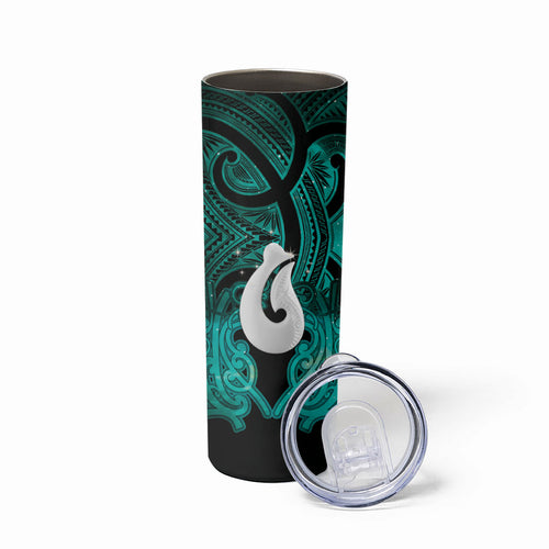 Personalised Maori Matariki Hei Matau Turquoise Skinny Tumbler Maori Kowhaiwhai Pattern Galaxy