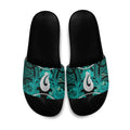 Maori Matariki Hei Matau Turquoise Slide Sandals Maori Kowhaiwhai Pattern Galaxy