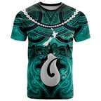 Personalised Maori Matariki Hei Matau Turquoise T Shirt Maori Kowhaiwhai Pattern Galaxy