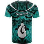 Personalised Maori Matariki Hei Matau Turquoise T Shirt Maori Kowhaiwhai Pattern Galaxy