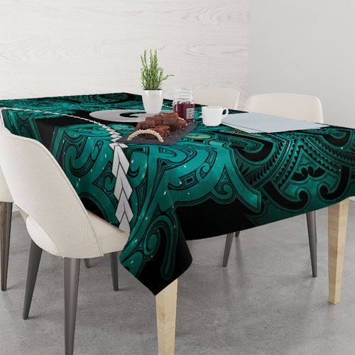 Maori Matariki Hei Matau Turquoise Tablecloth Maori Kowhaiwhai Pattern Galaxy
