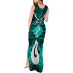 Personalised Maori Matariki Hei Matau Turquoise Tank Maxi Dress Maori Kowhaiwhai Pattern Galaxy