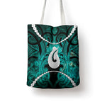 Maori Matariki Hei Matau Turquoise Tote Bag Maori Kowhaiwhai Pattern Galaxy