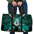 Maori Matariki Hei Matau Turquoise Travel Bag Maori Kowhaiwhai Pattern Galaxy