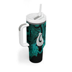 Personalised Maori Matariki Hei Matau Turquoise Tumbler With Handle Maori Kowhaiwhai Pattern Galaxy