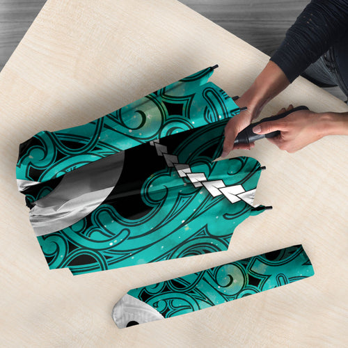 Maori Matariki Hei Matau Turquoise Umbrella Maori Kowhaiwhai Pattern Galaxy