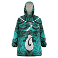 Personalised Maori Matariki Hei Matau Turquoise Wearable Blanket Hoodie Maori Kowhaiwhai Pattern Galaxy