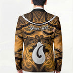 Personalised Maori Matariki Hei Matau Kowhai Blazer Maori Kowhaiwhai Pattern Galaxy
