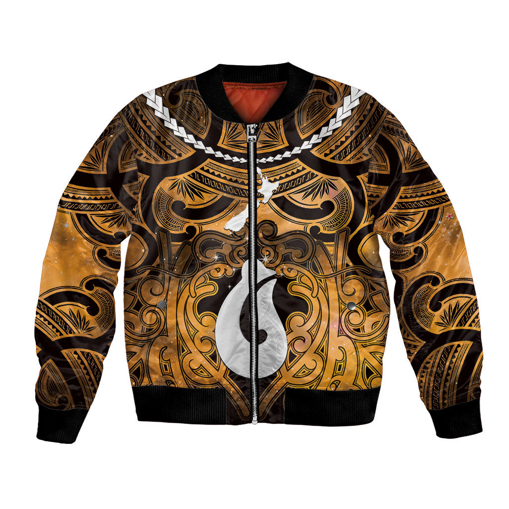 Personalised Maori Matariki Hei Matau Kowhai Bomber Jacket Maori Kowhaiwhai Pattern Galaxy