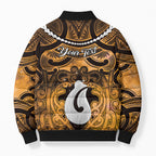 Personalised Maori Matariki Hei Matau Kowhai Bomber Puffer Jacket Maori Kowhaiwhai Pattern Galaxy