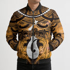 Personalised Maori Matariki Hei Matau Kowhai Bomber Puffer Jacket Maori Kowhaiwhai Pattern Galaxy