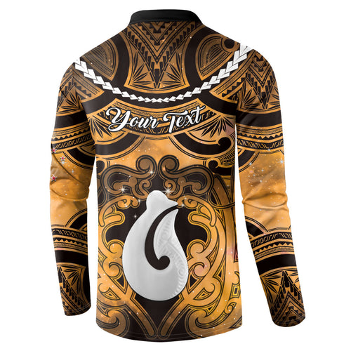 Personalised Maori Matariki Hei Matau Kowhai Button Sweatshirt Maori Kowhaiwhai Pattern Galaxy