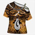 Personalised Maori Matariki Hei Matau Kowhai Cross Shoulder Shirt Maori Kowhaiwhai Pattern Galaxy