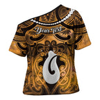Personalised Maori Matariki Hei Matau Kowhai Cross Shoulder Shirt Maori Kowhaiwhai Pattern Galaxy