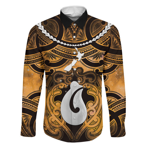 Personalised Maori Matariki Hei Matau Kowhai Family Matching Off Shoulder Short Dress and Hawaiian Shirt Maori Kowhaiwhai Pattern Galaxy