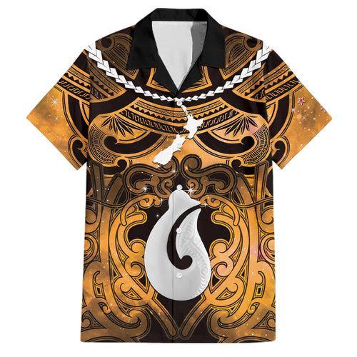 Personalised Maori Matariki Hei Matau Kowhai Family Matching Short Sleeve Bodycon Dress and Hawaiian Shirt Maori Kowhaiwhai Pattern Galaxy