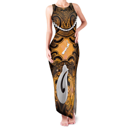 Personalised Maori Matariki Hei Matau Kowhai Family Matching Tank Maxi Dress and Hawaiian Shirt Maori Kowhaiwhai Pattern Galaxy